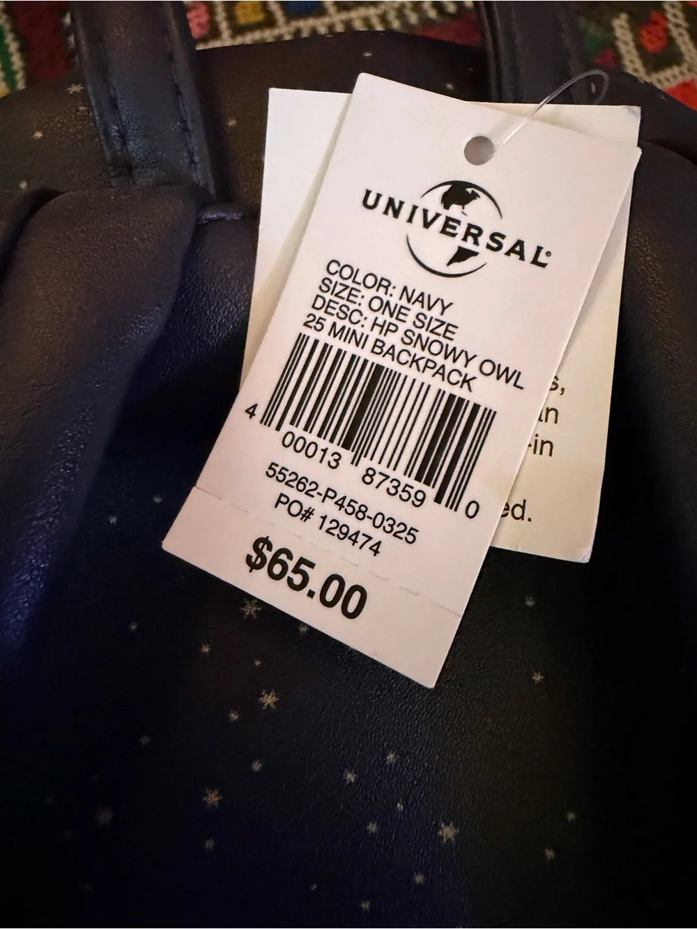 Universal Navy Mini Backpack with Star Print and Cream Accent